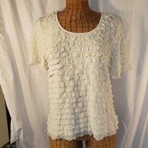 North Style Women's White Ruffle Top - Size M